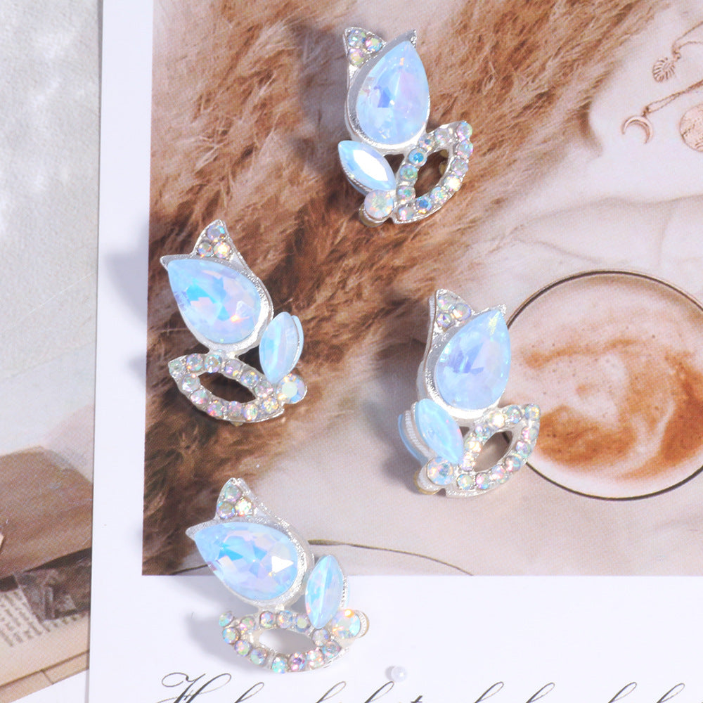 Enchanted Tulip Rhinestone Beads 20mm Alloy Floral Pave 5pcs 8