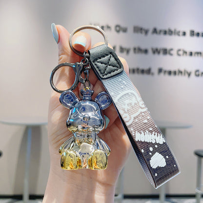 Resin Crown Bear Keychain Metallic Finish Cartoon Charm 11