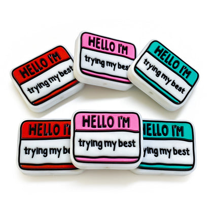 Silicone Focal Beads Motivational Hello I Trying My Best Tag 20pcs 4