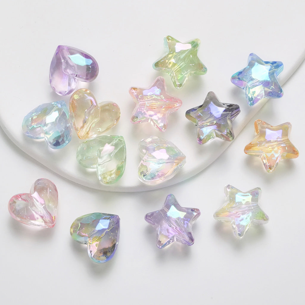 Transparent UV Plating Faceted Pentagram Love Acrylic Beads 19-20mm 50pcs 5