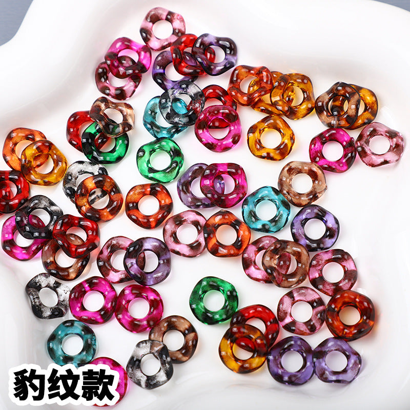 Acrylic Irregular Spacer Beads 16mm Clear Leopard Print 100pcs 3