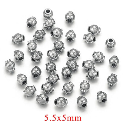 Stainless Steel Lantern Crimp Metal Beads 4/5/6mm Mixed Finish 20pcs 6