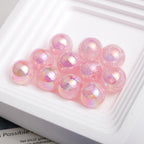 UV Plating Round Acrylic Beads 14mm Lace Printed Mixed Colors 50pcs 3