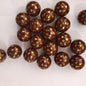 Polka Dot Bubblegum Beads 20mm Coffee Colored Gold Accented 5pcs 2