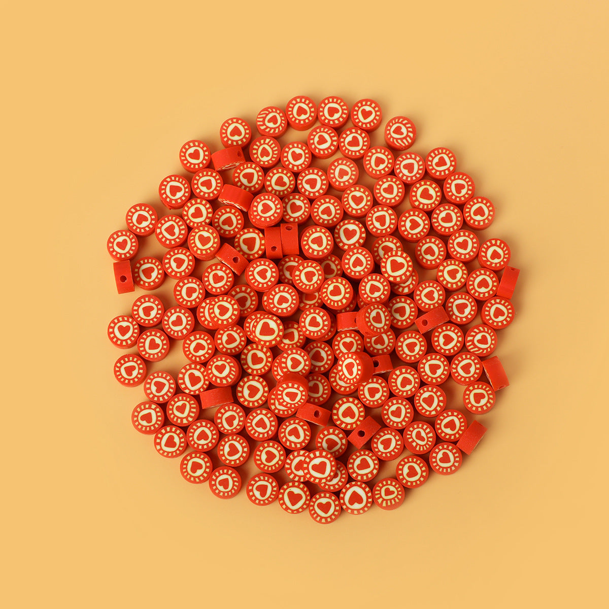 Flat Clay Beads 9mm Love Color Spot Polymer 100pcs 6