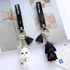Silicone Samurai Keychain Black White Monochrome Cartoon Charm 2