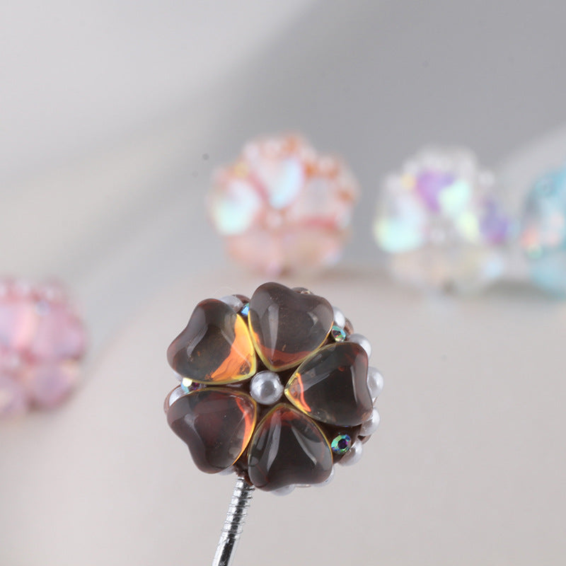 Moonstone Five-Petal Flower Clay Beads 19mm Opalescent 5pcs 9
