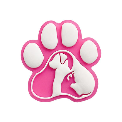 Silicone Focal Beads Dog Claw Prints With Dog Silhouettes 20pcs 6