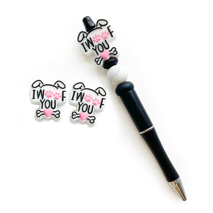 Silicone Focal Beads Letter Animal Paw Prints Heart 10pcs 3