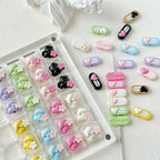 Heart Metal Beads 15-18mm Baking Painted Cherry Blossom Kitten Design 10pcs
