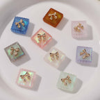 Matte Lace Bow Square Resin Beads 13mm Pastel Colors 10pcs 2