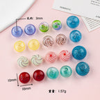 Hollow Spiral Striped Blown Glass Spacer Beads Colorful 4pcs 2
