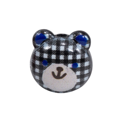 Cartoon Character Bear Head Acrylic Beads 17mm Colorful 10pcs 18