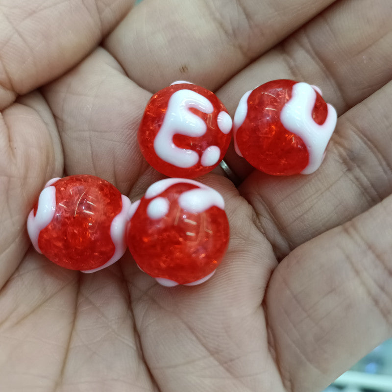 Hand Painted Round Acrylic Beads 16mm Crackle Texture 100pcs 12