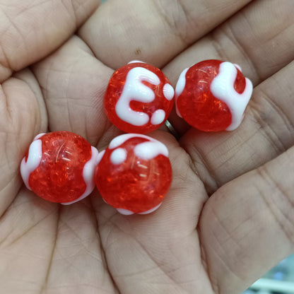 Hand Painted Round Acrylic Beads 16mm Crackle Texture 100pcs 12