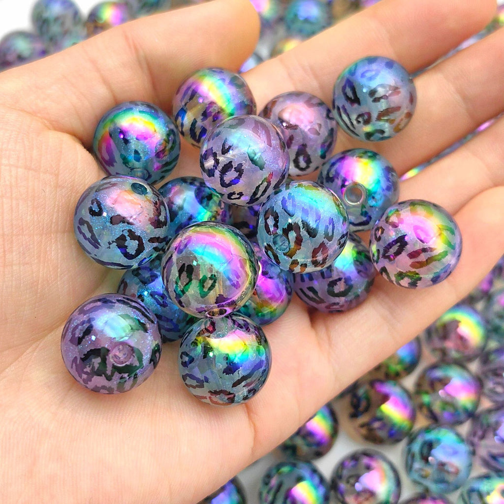 Glow In The Dark Leopard Print Acrylic Beads 16mm Plated 20pcs 3