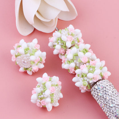 Flower Leaves Cluster Clay Beads 26mm Pastel Embellished 5pcs 7