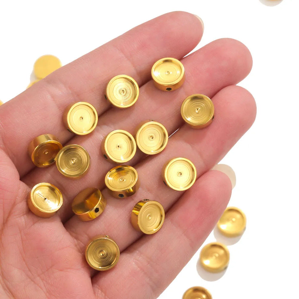 Stainless Steel Round Flat Metal Beads 6/8/10mm Concave 10pcs 3