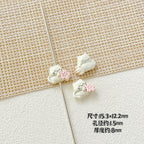 Heart Metal Beads 15-18mm Baking Painted Cherry Blossom Kitten Design 10pcs 6