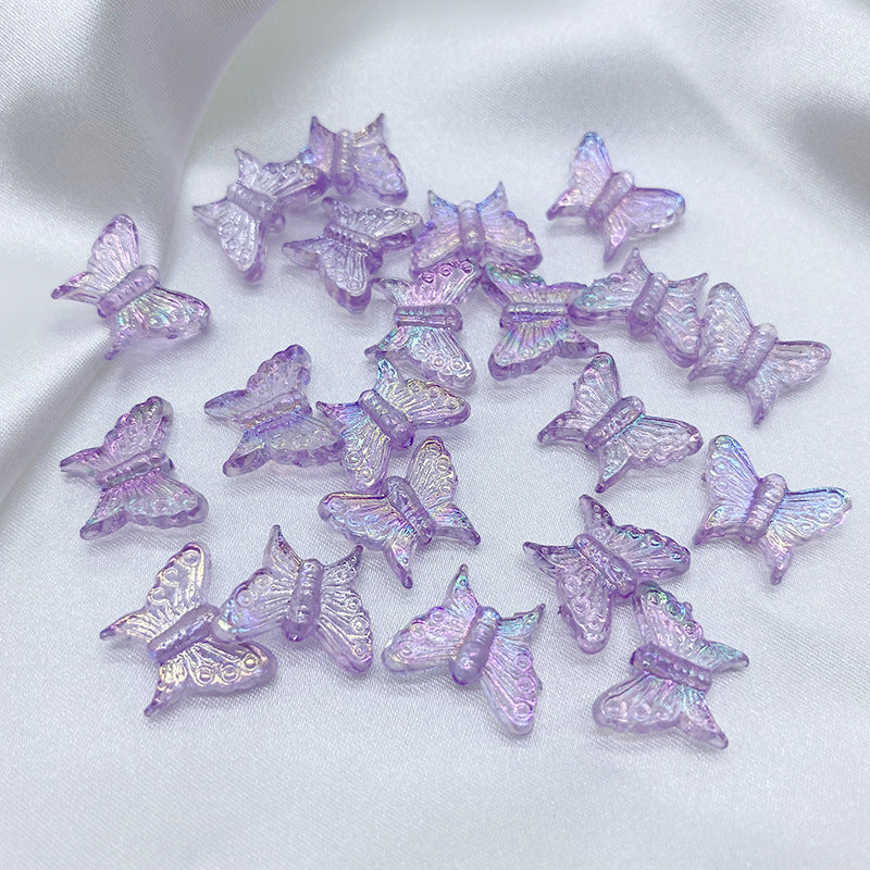 Transparent Butterfly Acrylic Beads 16mm UV Plating Summer 30pcs 9