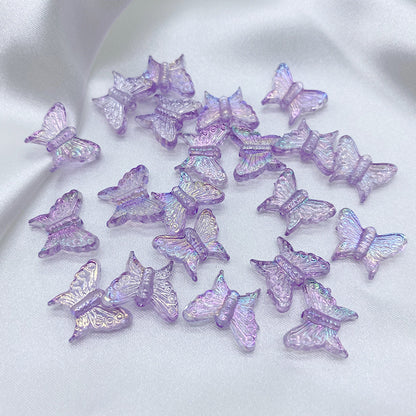 Transparent Butterfly Acrylic Beads 16mm UV Plating Summer 30pcs 9