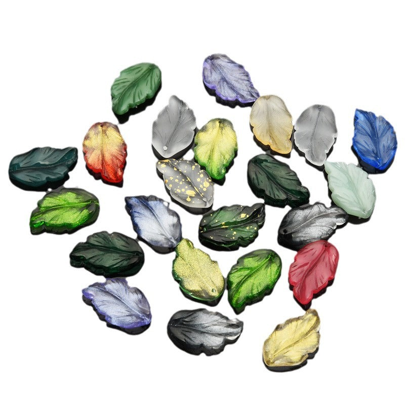 Czech Glass Beads Feather Leaf 17x28mm Gradual Color Change 20pcs 5