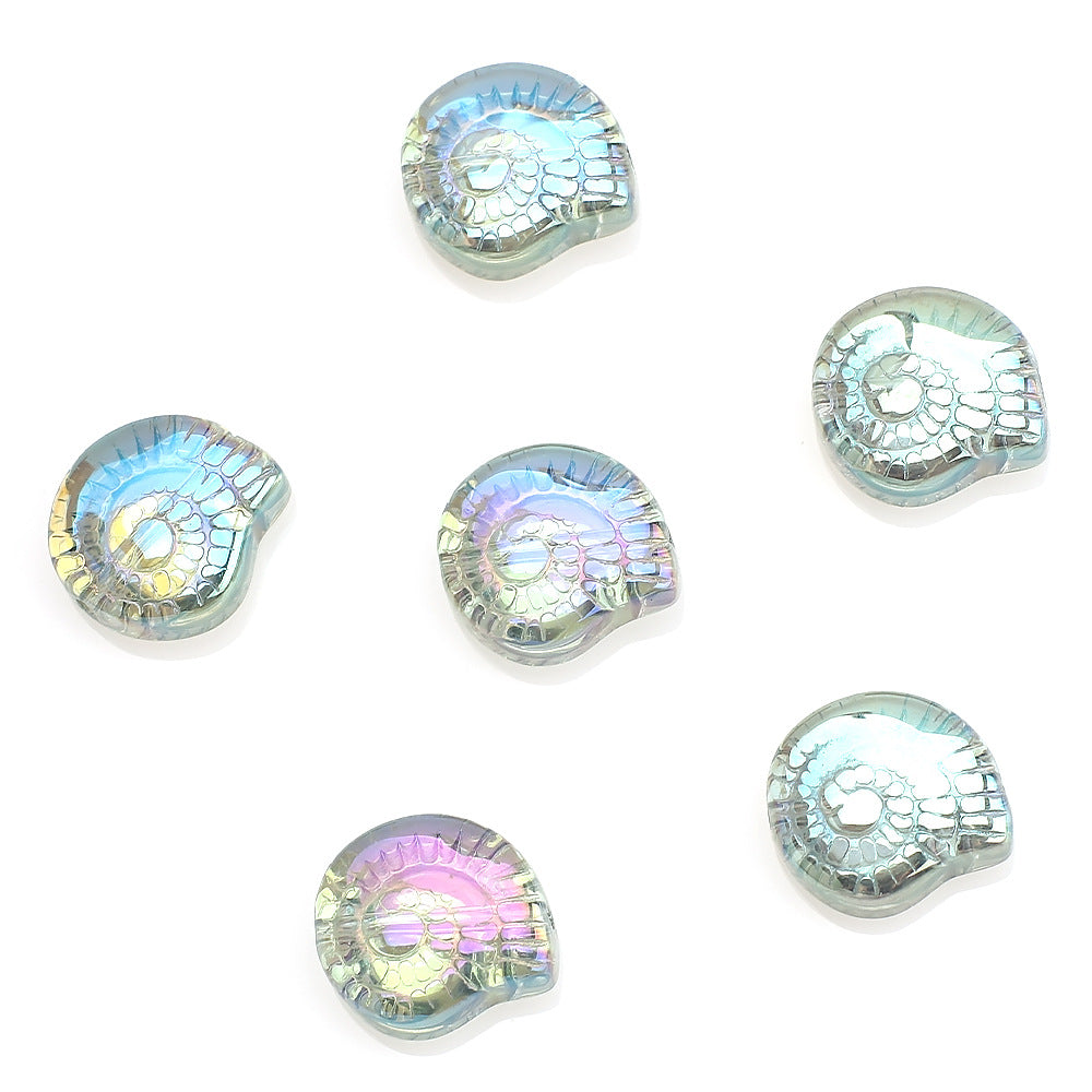 Electroplated Flat Spiral Shell Glass Beads 12mm Iridescent 30pcs 13