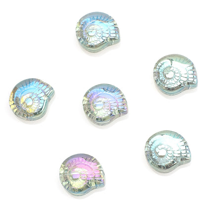 Electroplated Flat Spiral Shell Glass Beads 12mm Iridescent 30pcs 13