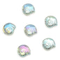 Electroplated Flat Spiral Shell Glass Beads 12mm Iridescent 30pcs 13