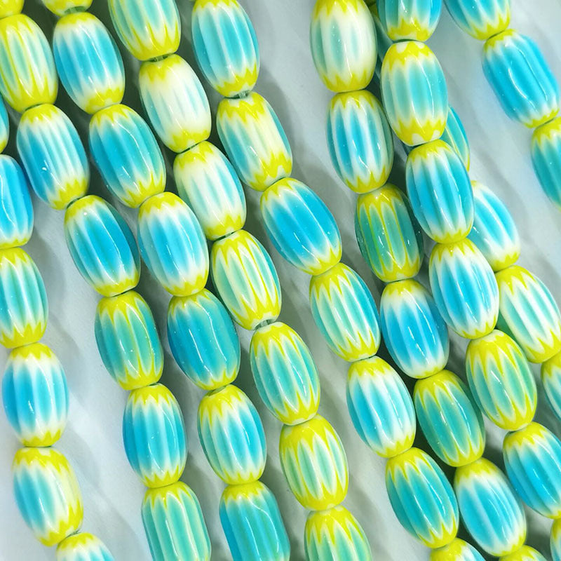 Nepal Millefiori Oval Glass Beads 8mm by 12mm Vibrant Floral 310pcs 11