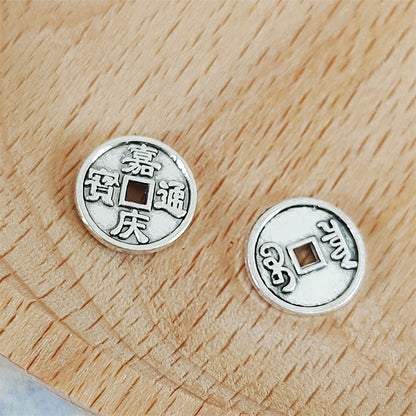 Coin Metal Beads 10mm Distressed Qing Dynasty Antique Style 100pcs 7