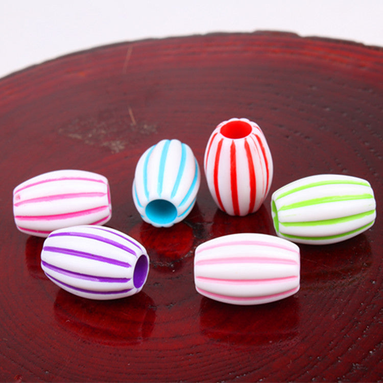 Oval Acrylic Beads Imitation Wood Pattern Orange Tribal 100pcs 2