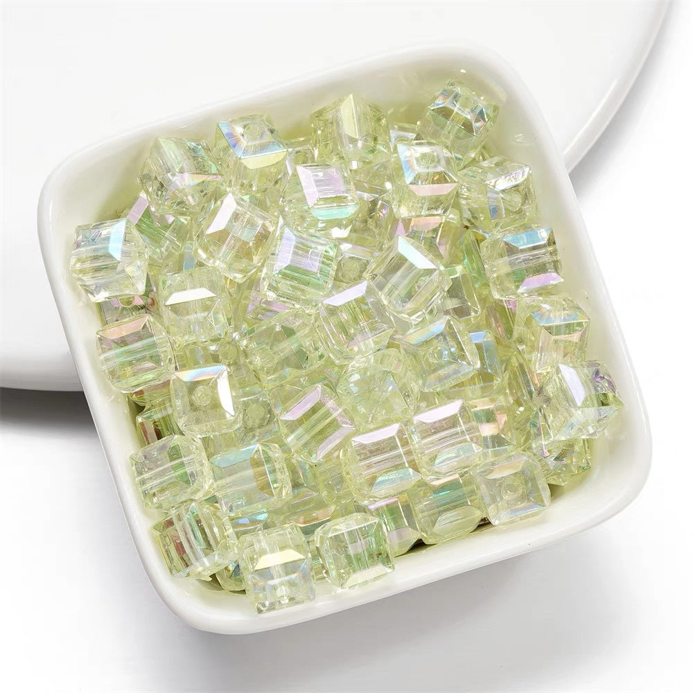 Clear Cubic Acrylic Beads 8mm Faceted Pastel Square 30pcs 7