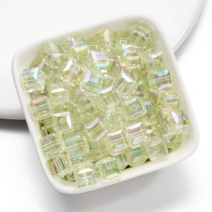 Clear Cubic Acrylic Beads 8mm Faceted Pastel Square 30pcs 7