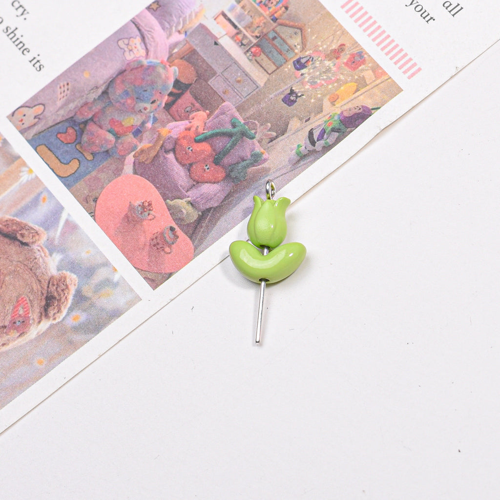 Tulip Metal Beads 21mm Baking Painted Solid Zinc Alloy 10pcs 10