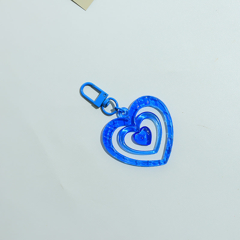 Acrylic Transparent Heart Keychain Colorful Layered Resin Charm 8