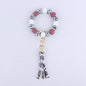 Leopard Print Silicone Bead Tassel Wristlet Keychain 10