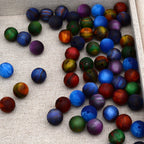 Matte Coloring Striped Resin Beads 10mm Round Mixed Colors 100pcs 4