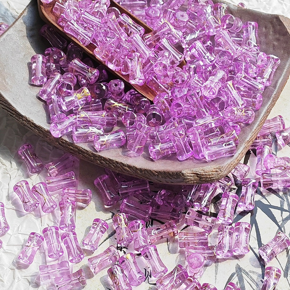 Bamboo Brushed Transparent Glass Beads 6x12mm Mixed Colors 50pcs 11