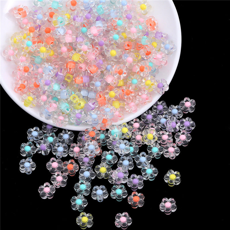 Transparent Frosted Flower Acrylic Beads 12mm Soft Pastel 100pcs 2