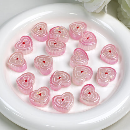 Bow Pattern Heart Resin Beads 20mm Colorful Mixed 10pcs 16