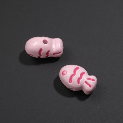 Painted Fish Acrylic Beads 22mm Colorful Cute 20pcs 12