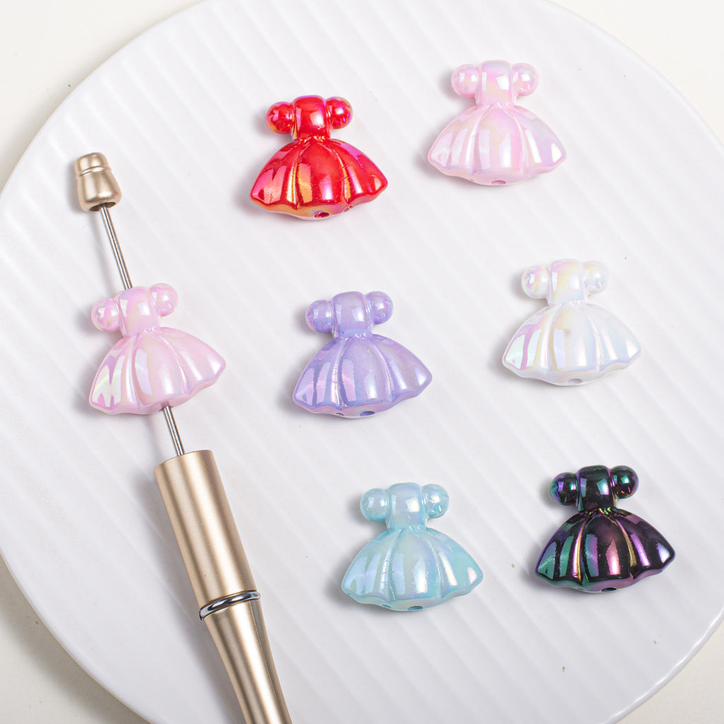 UV Plating Skirt Acrylic Beads 26mm Colorful Shimmering 20pcs