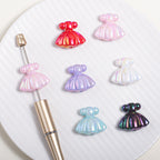 UV Plating Skirt Acrylic Beads 26mm Colorful Shimmering 20pcs