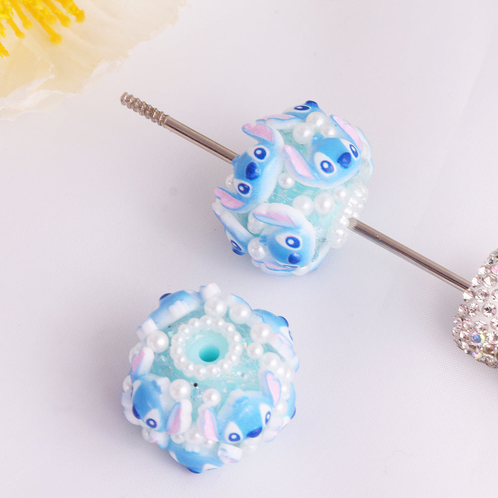 Embellished Barrel Clay Beads 25mm Cartoon Characters 5pcs 6