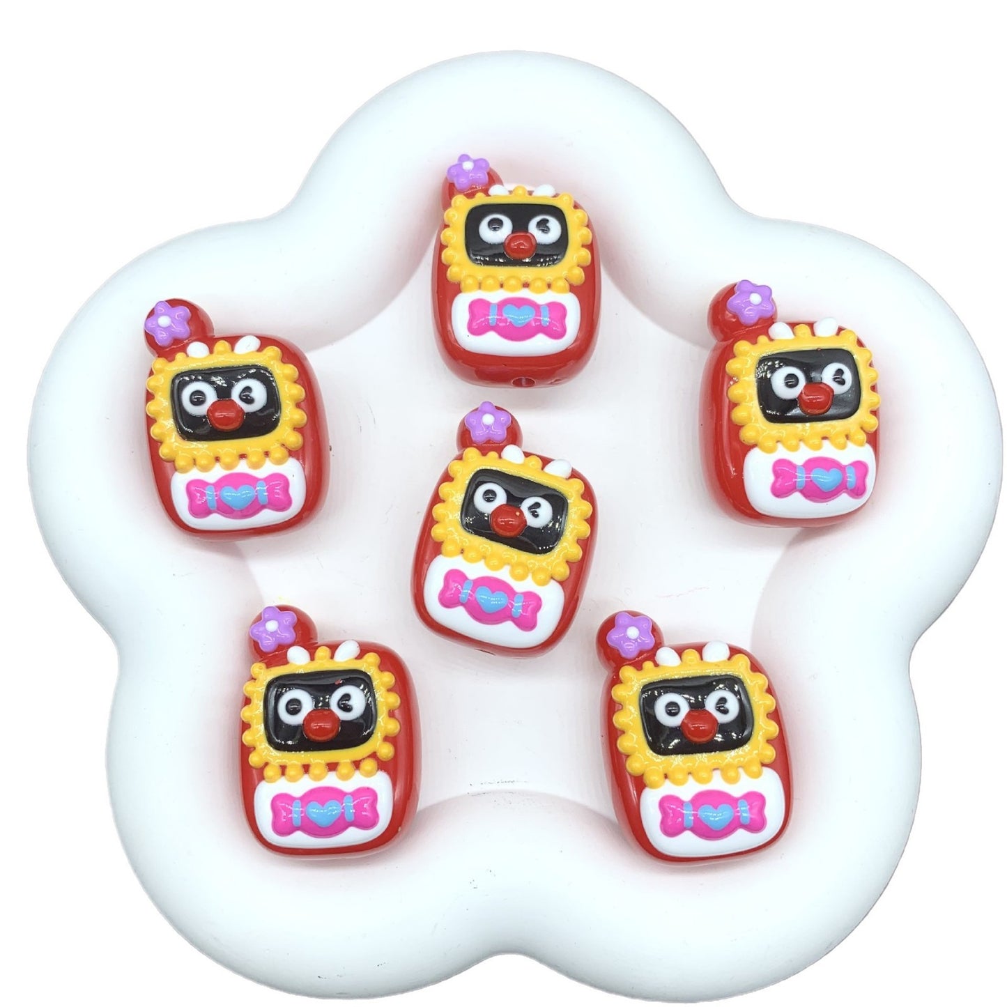 Hand Painted Phone Acrylic Beads 25x35mm Pingu Shin-Chan Design 4pcs 5