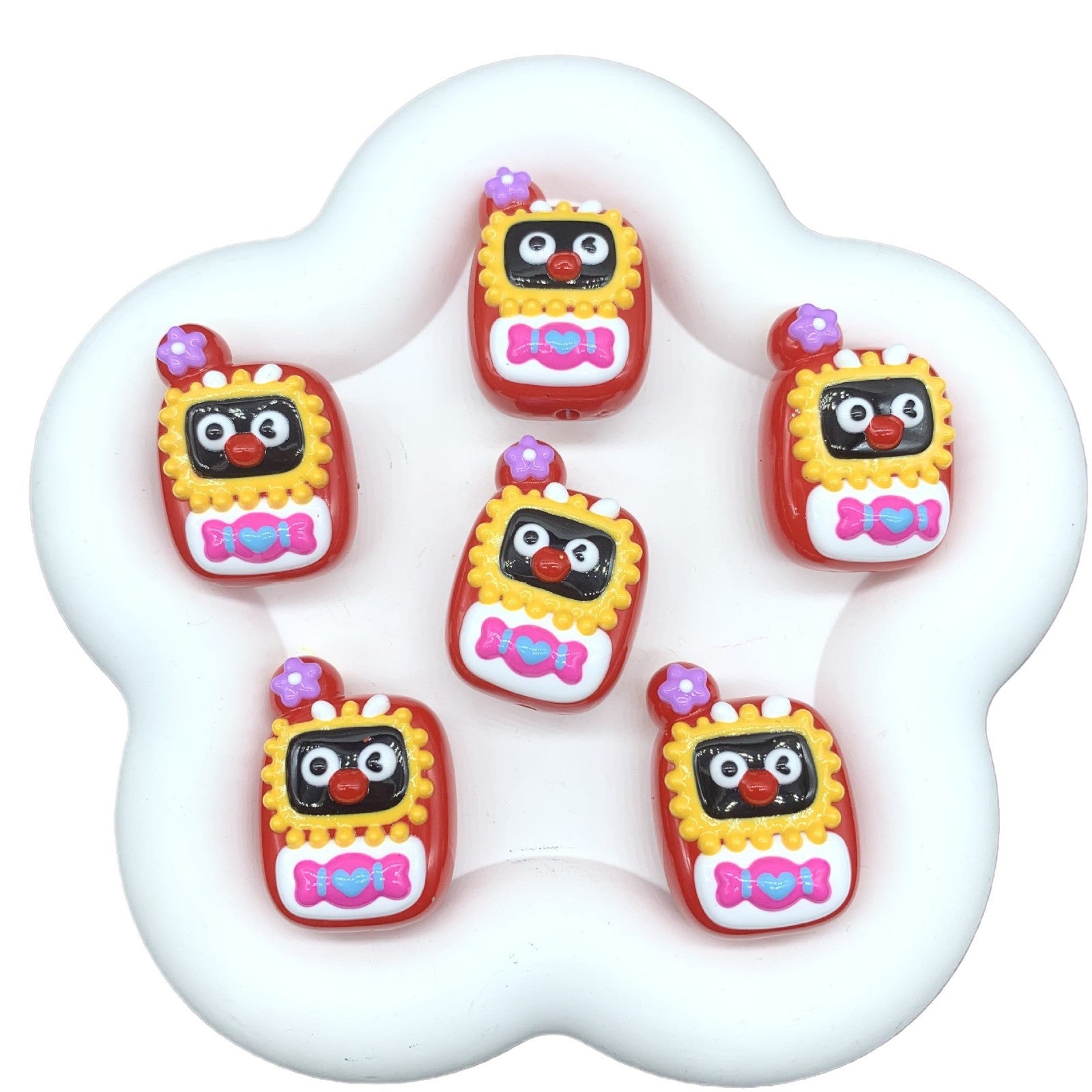 Hand Painted Phone Acrylic Beads 25x35mm Pingu Shin-Chan Design 4pcs 5