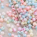 Spray Painted Crackle Acrylic Beads 8-10mm Multicolor Pastel 100pcs 2