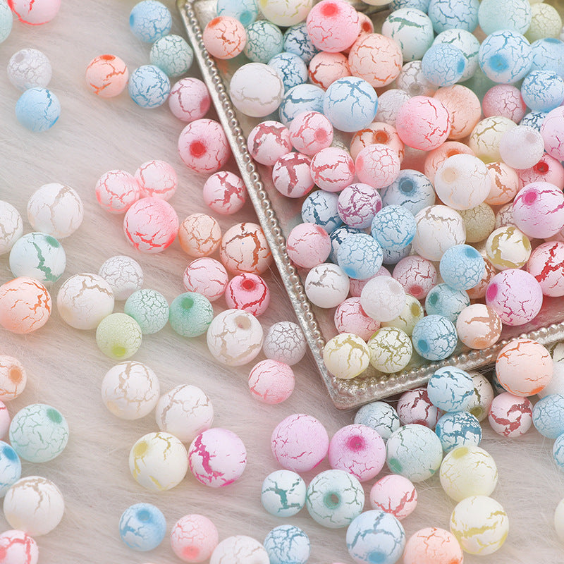 Spray Painted Crackle Acrylic Beads 8-10mm Multicolor Pastel 100pcs 2