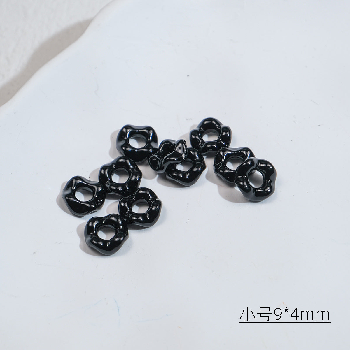 Acrylic Wavy Spacer Beads 9mm Mini Glossy Finish 100pcs 12